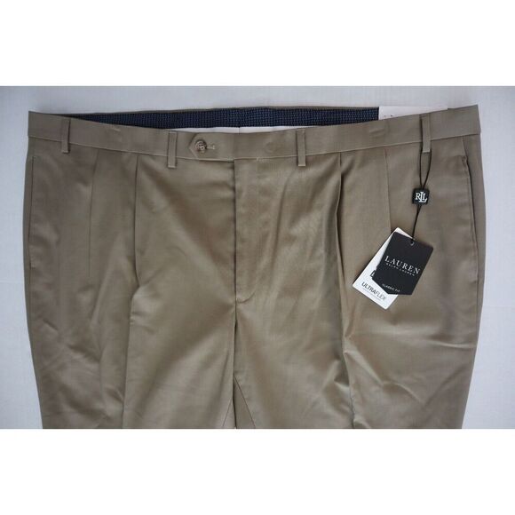 Lauren Ralph Lauren Men's Sz 48x30 Tan UltraFlex Wool Blend Dress Pants - Picture 4 of 9